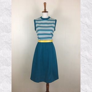 Vintage Round Neck Sleeveless Midi Dress